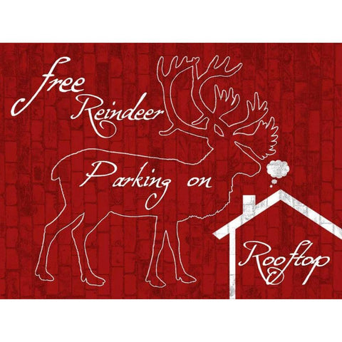 Free Reindeer Parking Black Modern Wood Framed Art Print with Double Matting by Lewis, Sheldon