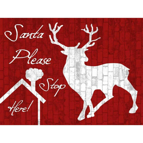 Stop Here White Modern Wood Framed Art Print by Lewis, Sheldon