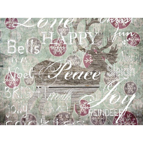 Christmas Wallpaper 1 Black Modern Wood Framed Art Print with Double Matting by Lewis, Sheldon