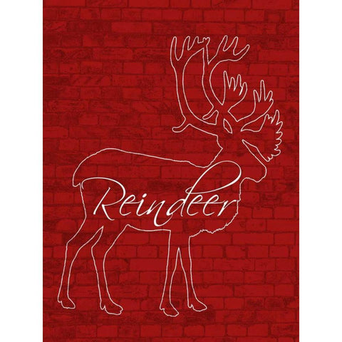 Reindeer White Modern Wood Framed Art Print by Lewis, Sheldon