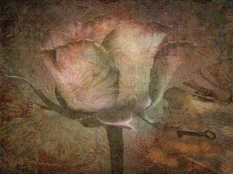 Rose Faith Black Ornate Wood Framed Art Print with Double Matting by Lewis, Sheldon