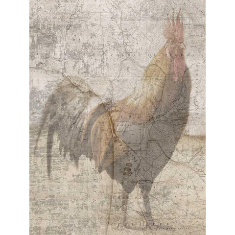 Traveling Rooster 2 Gold Ornate Wood Framed Art Print with Double Matting by Lewis, Sheldon