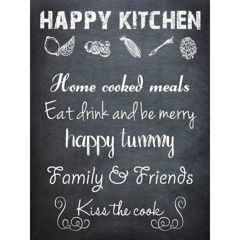 Happy Kitchen Gold Ornate Wood Framed Art Print with Double Matting by Lewis, Sheldon