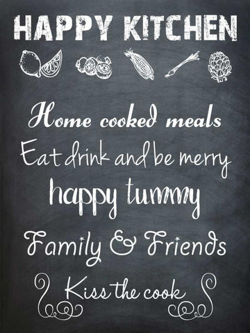 Happy Kitchen Black Ornate Wood Framed Art Print with Double Matting by Lewis, Sheldon