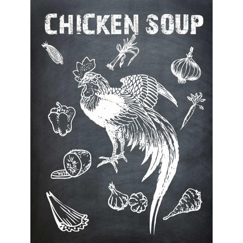 Chicken Soup Black Modern Wood Framed Art Print with Double Matting by Lewis, Sheldon