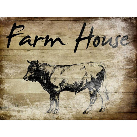 Farm House Bull White Modern Wood Framed Art Print by Lewis, Sheldon