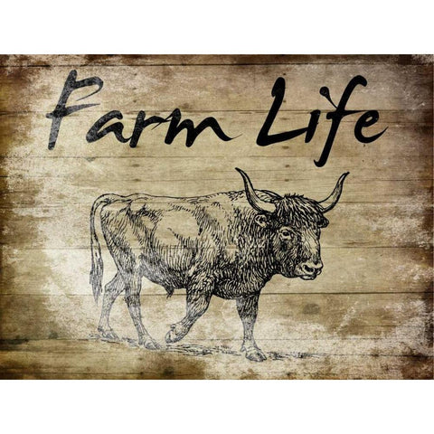 Farm Life Bull White Modern Wood Framed Art Print by Lewis, Sheldon