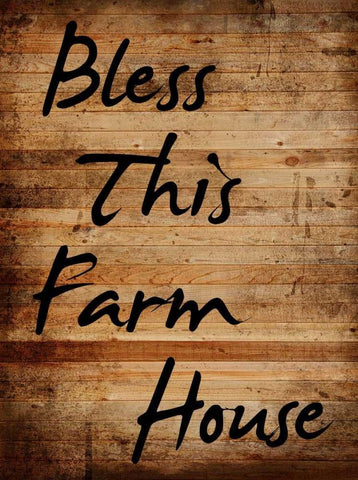 Bless This Farm House Black Ornate Wood Framed Art Print with Double Matting by Lewis, Sheldon