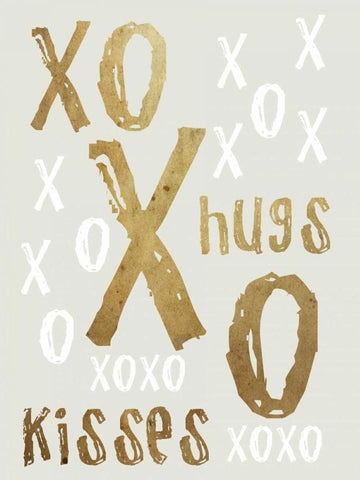 Hugs and Kisses Gold Black Ornate Wood Framed Art Print with Double Matting by Lewis, Sheldon