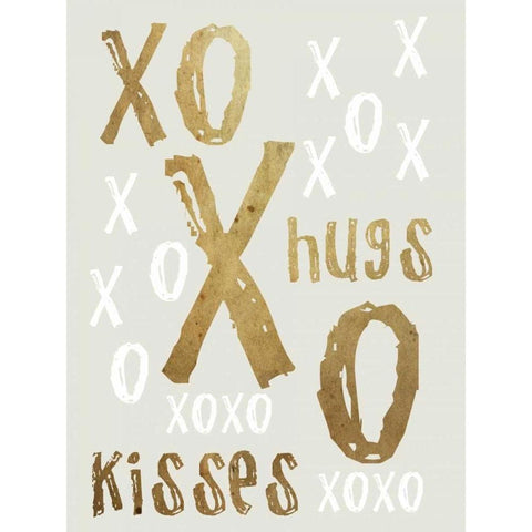 Hugs and Kisses Gold Black Modern Wood Framed Art Print with Double Matting by Lewis, Sheldon