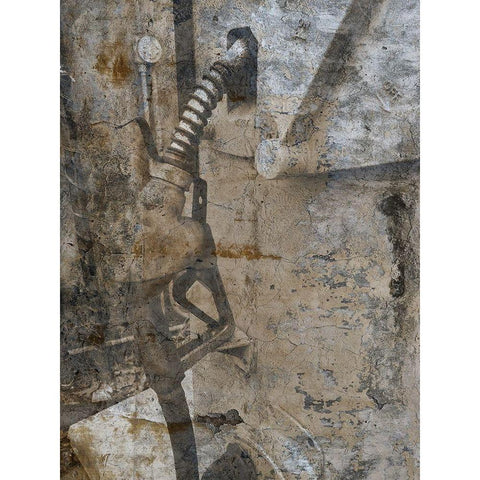 Self Service Pump B Gold Ornate Wood Framed Art Print with Double Matting by Lewis, Sheldon