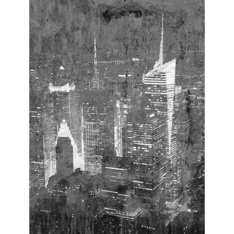 New York Bright Lights Black Modern Wood Framed Art Print with Double Matting by Lewis, Sheldon