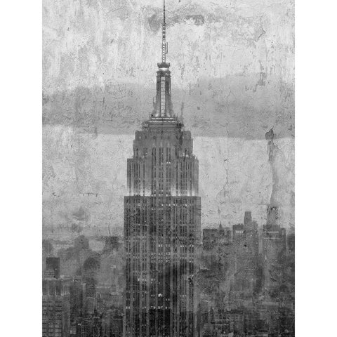 New York Up High Black Modern Wood Framed Art Print with Double Matting by Lewis, Sheldon