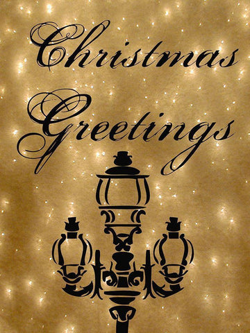 Christmas Greetings Black Ornate Wood Framed Art Print with Double Matting by Lewis, Sheldon