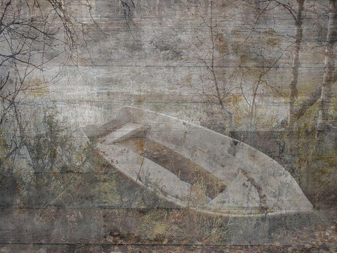 Romance On The Stream White Modern Wood Framed Art Print with Double Matting by Lewis, Sheldon