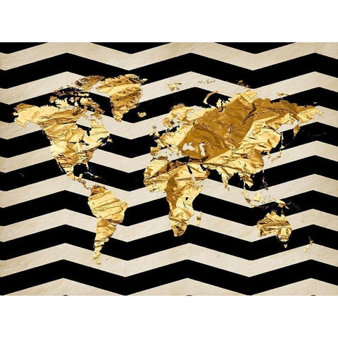 Mapped Out Gold Ornate Wood Framed Art Print with Double Matting by Lewis, Sheldon