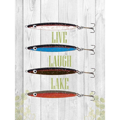 Live Laugh Lake Black Modern Wood Framed Art Print by Lewis, Sheldon