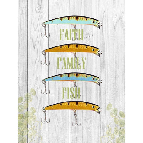 Faith Family Fish White Modern Wood Framed Art Print by Lewis, Sheldon