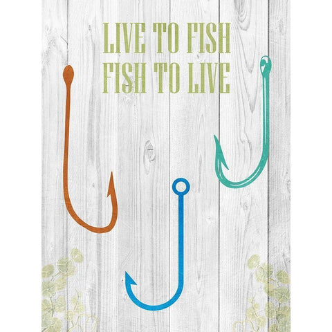 Live To Fish Black Modern Wood Framed Art Print by Lewis, Sheldon