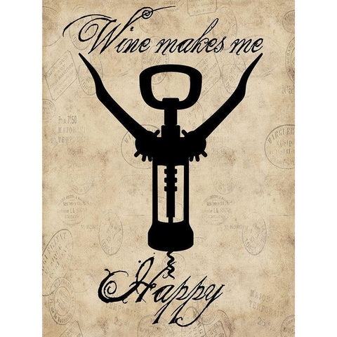 Happy Wine White Modern Wood Framed Art Print by Lewis, Sheldon