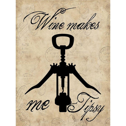 Tipsy Wine Black Modern Wood Framed Art Print with Double Matting by Lewis, Sheldon