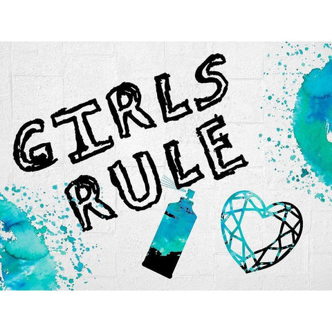 Girls Rule 2 White Modern Wood Framed Art Print by Lewis, Sheldon