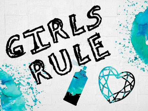 Girls Rule 2 White Modern Wood Framed Art Print with Double Matting by Lewis, Sheldon