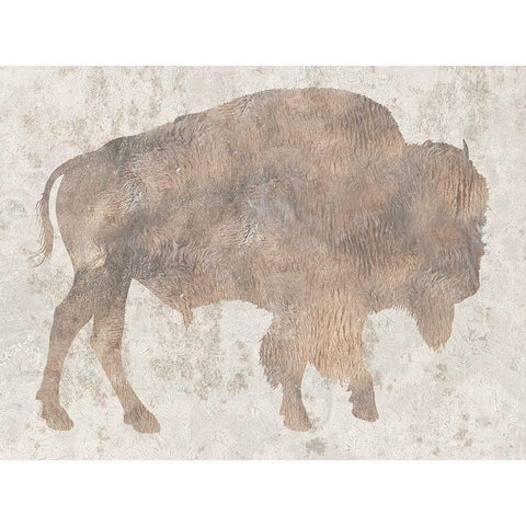 Bison White Modern Wood Framed Art Print by Lewis, Sheldon