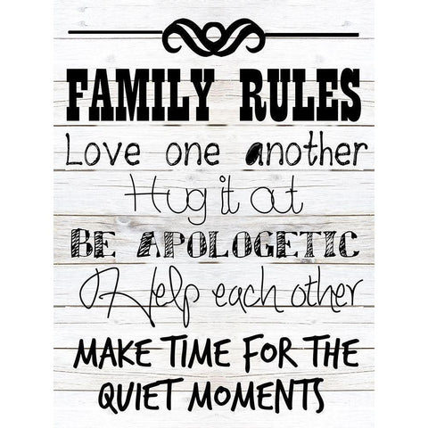 Rules Of The Family White Modern Wood Framed Art Print by Lewis, Sheldon