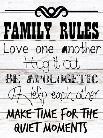 Rules Of The Family White Modern Wood Framed Art Print with Double Matting by Lewis, Sheldon