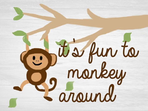 Monkey Around 2 White Modern Wood Framed Art Print with Double Matting by Lewis, Sheldon