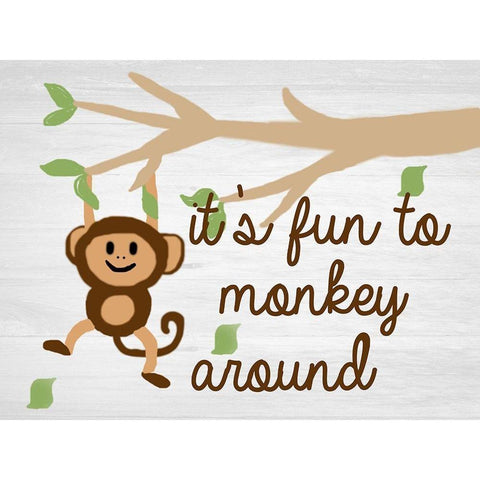 Monkey Around 2 White Modern Wood Framed Art Print by Lewis, Sheldon