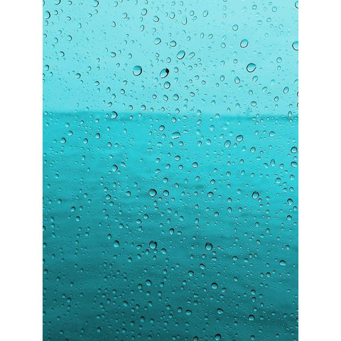 Teal Rain Drops White Modern Wood Framed Art Print by Lewis, Sheldon