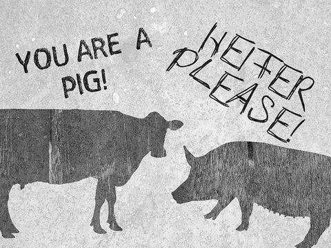 Heifer Please! Black Ornate Wood Framed Art Print with Double Matting by Lewis, Sheldon