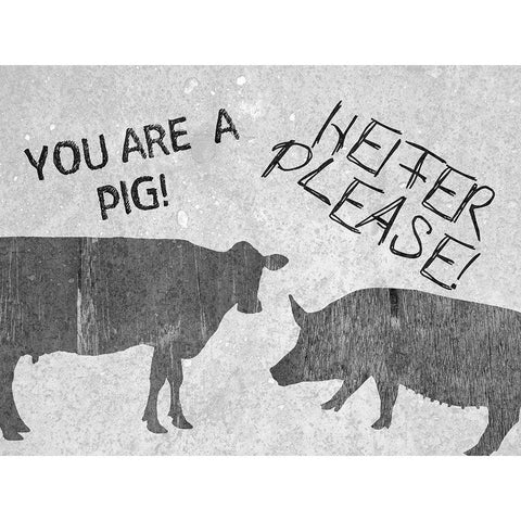 Heifer Please! Black Modern Wood Framed Art Print with Double Matting by Lewis, Sheldon