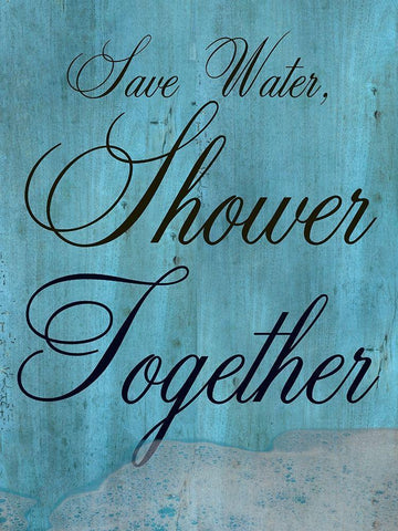 Shower Together White Modern Wood Framed Art Print with Double Matting by Lewis, Sheldon