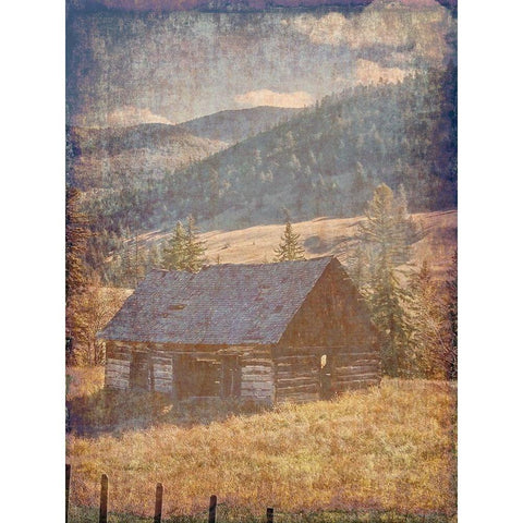 Old Farm View 2 Black Modern Wood Framed Art Print with Double Matting by Lewis, Sheldon