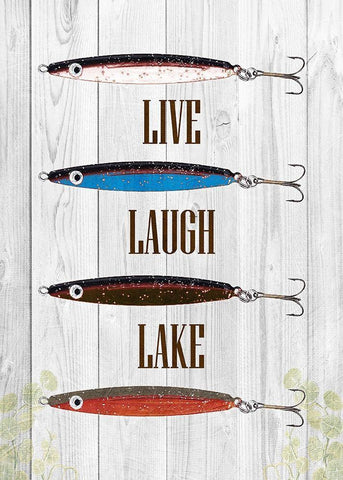 Live Laugh Lake White Modern Wood Framed Art Print with Double Matting by Lewis, Sheldon
