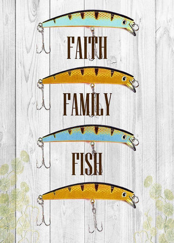 Faith Family Fish Black Ornate Wood Framed Art Print with Double Matting by Lewis, Sheldon
