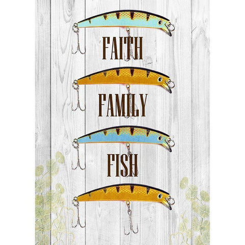 Faith Family Fish White Modern Wood Framed Art Print by Lewis, Sheldon