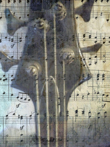 Bass Guitar Black Ornate Wood Framed Art Print with Double Matting by Lewis, Sheldon