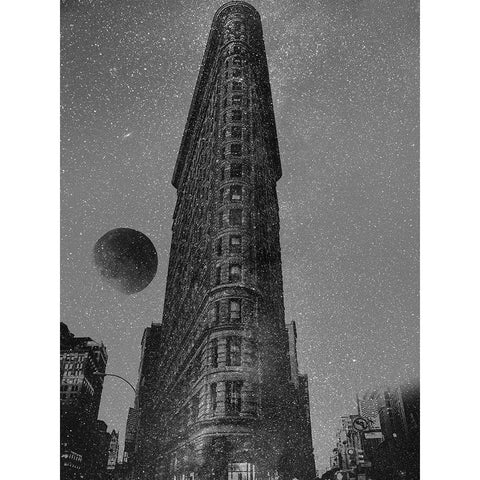 Flat Iron Stars Black Modern Wood Framed Art Print with Double Matting by Lewis, Sheldon