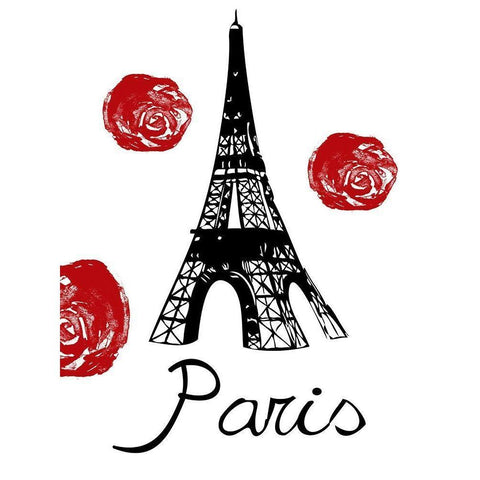 Red Paris White Modern Wood Framed Art Print by Lewis, Sheldon