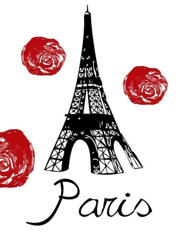 Red Paris White Modern Wood Framed Art Print with Double Matting by Lewis, Sheldon