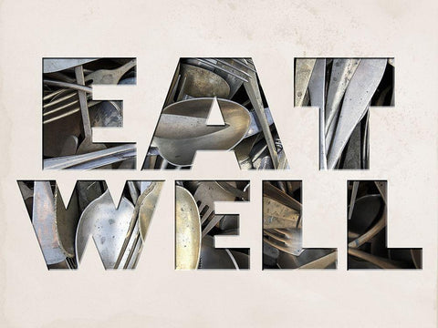 Eat Well White Modern Wood Framed Art Print with Double Matting by Lewis, Sheldon