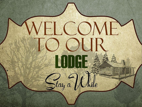 Lodge Home White Modern Wood Framed Art Print with Double Matting by Lewis, Sheldon