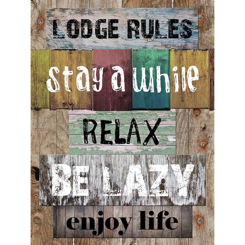 Lodge Rules White Modern Wood Framed Art Print by Lewis, Sheldon