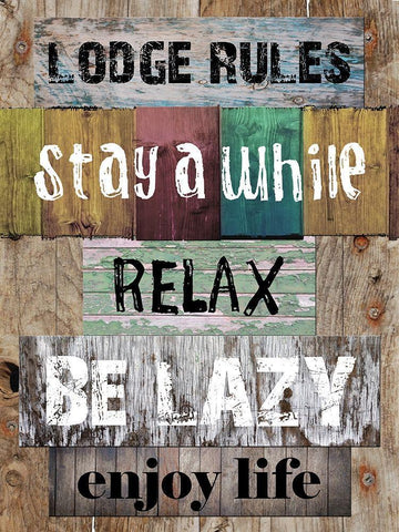 Lodge Rules White Modern Wood Framed Art Print with Double Matting by Lewis, Sheldon