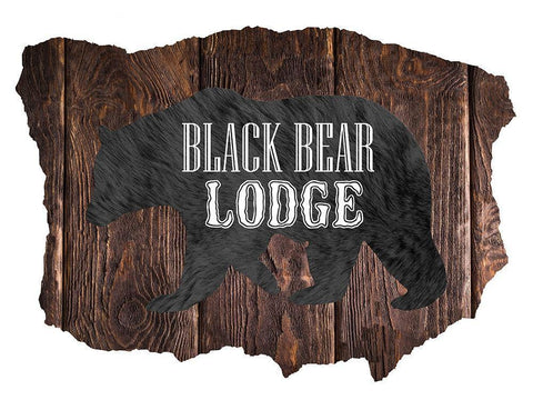 Black Bear Lodge Black Ornate Wood Framed Art Print with Double Matting by Lewis, Sheldon