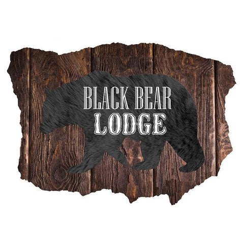 Black Bear Lodge Gold Ornate Wood Framed Art Print with Double Matting by Lewis, Sheldon